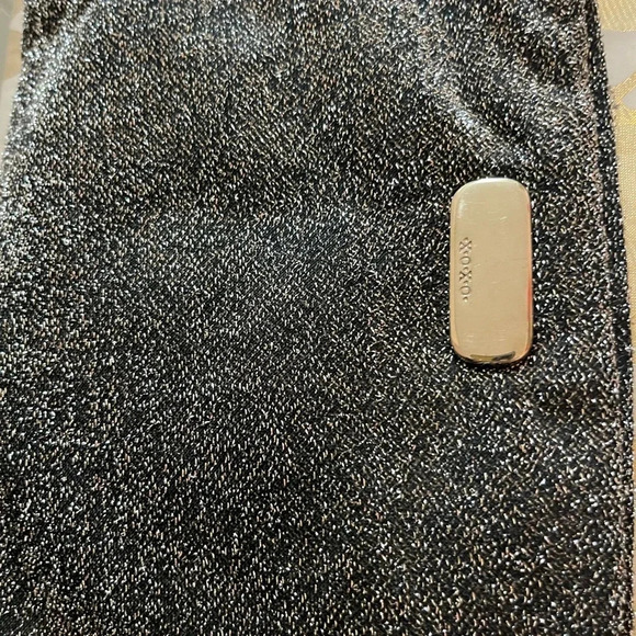 XOXO Gray Silver Bag Logo on Top Womens Zipper Lurex evening Bag - Picture 2 of 7